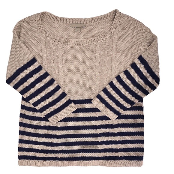 One A Womens Size Large Textured Knit Nautical Striped Sweater Boxy Fit Pullover - Picture 8 of 8